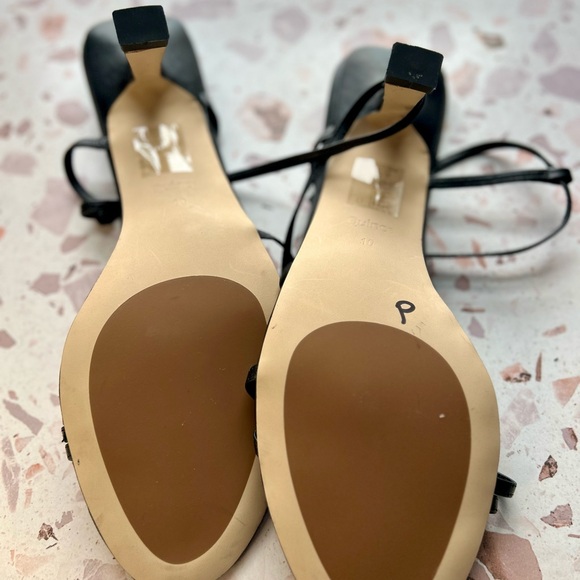 New Quince Women’s Leather Black Strappy Heels Size 10 - Picture 7 of 9